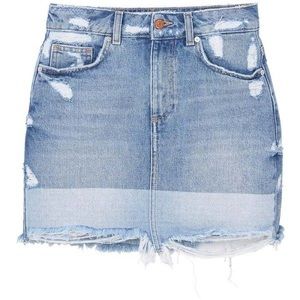 Mango distressed denim skirt